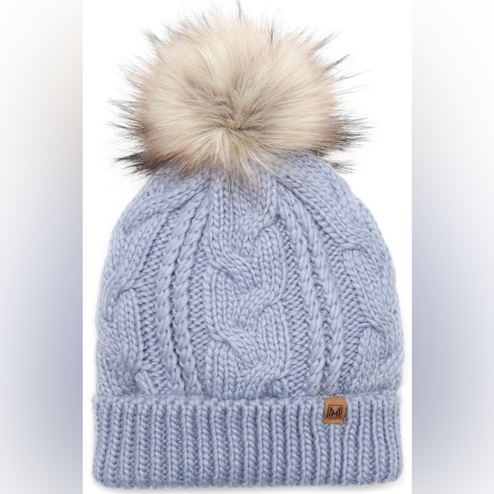 2 PIECE SET MIRMARU POM POM BEANIE AND MITTENS